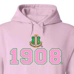 Sudadera con Capucha AKA 1908, Bordado en Rosa Claro y Verde, Sudadera con Capucha Personalizada para Hermandades Griegas - Product Image 5