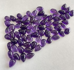 Pera amatista natural 4x6mm a cabujón Parte posterior plana-Amatista suelta Piedra preciosa de alta calidad - Product Image 3