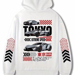 Sudadera con Capucha con Gráfico de Carreras de Fórmula Ferrari, Algodón Premium, Diseño Deportivo, Corte Holgado, Estampado de Alto Impacto, Uso Diario - Product Image 5