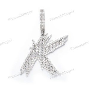 Vente en gros de pendentif en diamant de moissanite en argent 925 personnalisé lettre initiale design style hip hop plaqué or bijoux de rappeur pour la fête - Product Image 1