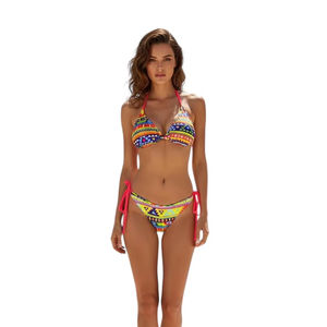 Conjunto de Bikini para Mujer, Top de Bikini Triangular con Tirantes, Parte Inferior con Lazos Laterales, Traje de Baño de Colores Vibrantes, Ropa de Playa, Traje de Baño de Dos Piezas para Fiesta en la Piscina - Product Image 1