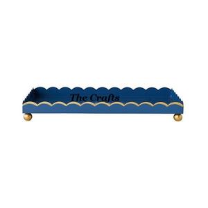 Plateau de service de forme rectangulaire en galvanisé de qualité supérieure pour ustensiles de cuisine avec poignées en bois - Product Image 5
