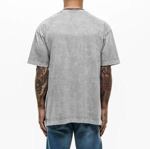 Proveedor al por mayor ácido lavado camiseta Casual hombres manga corta Vintage Oversize Camiseta 100% algodón Pin en ácido lavado camisa - Product Image 3