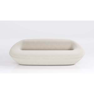Lissy White Tortello <b>Sofa</b> Set Minimalist Design 2 & 3 Seater Fabric and Sherpa with <b>Sponge</b> Filling <b>for</b> Living Room Furniture - Product Image 1
