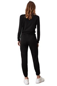 Nouveau design noir pull sweat-shirt à manches longues survêtement de sport avec un design unique ensemble de 2 pièces pour femmes - Product Image 3