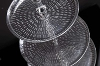 A.H. Support à gâteau décoratif fait main, design haut de gamme, grand, argenté brillant, en métal, 3 étages, couleur personnalisée, en stock, pour la maison et les fêtes