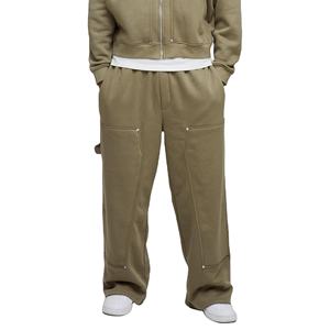 Vêtement de survêtement ample en molleton d'hiver pour homme, personnalisé en gros, respirant, couleur kaki, fermeture éclair, sweat à capuche, 100% coton, molleton de coton - Product Image 4