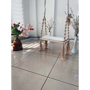 Columpio de madera de macramé para playa, estilo bohemio, con cojín para exteriores, para muebles de jardín - Product Image 2