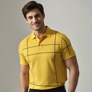 เสื้อโปโลแขนสั้นระบายอากาศลายทางสำหรับผู้ชายเสื้อกอล์ฟเสื้อโปโลผู้ชายสไตล์สตรีทเสื้อโปโลน้ำหนักเบา - Product Image 1
