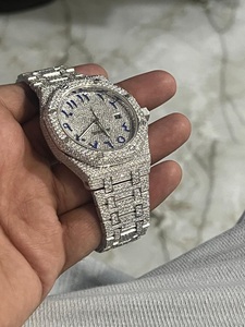 Reloj con movimiento de cuarzo ETA de lujo para hombre, caja de acero Rectangular, cuero, 5mm, moissanita helada, brillante, Diamo, colección de Hip Hop - Product Image 2