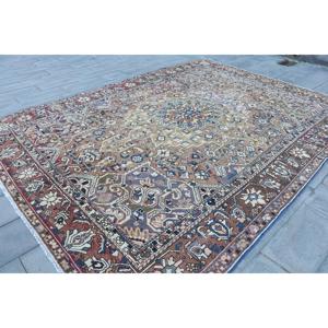 Vintage Oversize Rug 9.4x12.3 ft, <b>Red</b> Southwestern Turkish <b>Wool</b> Rug - Product Image 3