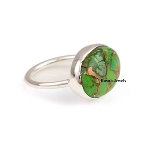 2025 Kingman <b>Turquoise</b> 925 Sterling Silver Gemstone <b>Ring</b> 18k <b>Gold</b> Eternity Vermeil Bezel Setting Perfect Wedding Gift 12x16mm - Product Image 1