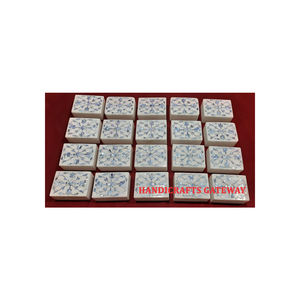 หินอ่อนโบราณทำด้วยมือทรงสี่เหลี่ยมสำหรับกล่องเก็บเครื่องประดับดีไซน์ฝังลายใบไม้กล่องหินอ่อนสีขาวจำนวนมาก - Product Image 1
