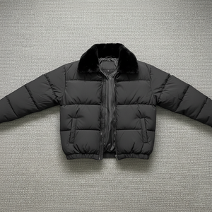 Veste d'hiver chaude et coupe-vent à col moelleux grande taille sur mesure avec logo imprimé personnalisé couleur glissée - Product Image 3