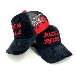 COMMERCE en MFG Casquette de camionneur en maille brodée 3D personnalisée Chapeau long en velours avec broderie bouffante pour plage en plein air Utilisation décontractée - Product Image 2