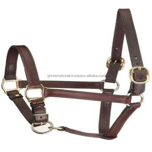 Licou de cheval en cuir véritable marron fabriqué en inde, double couture, peau de vache rembourrée sur mesure, licou de cheval en laiton - Product Image 6