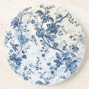 Floral Marble Stone Coasters French Country Decor Grand Millennial Table Accent - Product Image 2