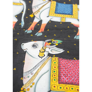 ผ้าตกแต่งผนังลายปิชไว สีเทาและสีดำ ผ้าฝ้ายคุณภาพดี งานศิลปะตกแต่งผนังสุดหรู - Product Image 3