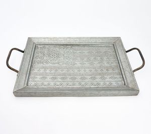 Plateau polyvalent pour ustensiles de cuisine Plateaux en acier galvanisé gris Qualité alimentaire Plateau de service en gros pour les fêtes de pique-nique - Product Image 6