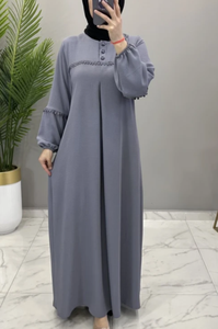 Diseño de Abaya Turca Descent con Hermoso Aplique de Encaje con Cuentas y Hijab a Juego, Diseño de Abaya Turca para Eid 2026 - Product Image 6