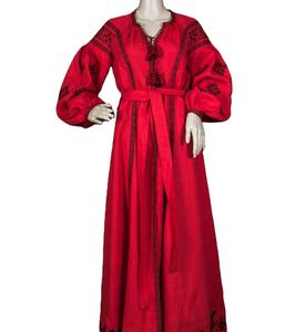 Robe de fiançailles d'été en coton brodé à manches longues pour femmes - Product Image 1