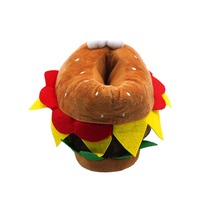 Nouvelles pantoufles en peluche Hamburger pour l'hiver, design personnalisé, fabricant de pantoufles en peluche sur mesure, pantoufles en peluche Hamburger personnalisées