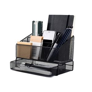Organizador de escritorio de metal con cajón deslizante, clasificadores de 3 letras, portalápices de teléfono para archivos y suministros de oficina - Product Image 3
