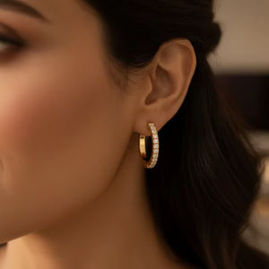 ต่างหูเพชรทรงห่วงเล็กๆ สำหรับผู้หญิง - Product Image 5