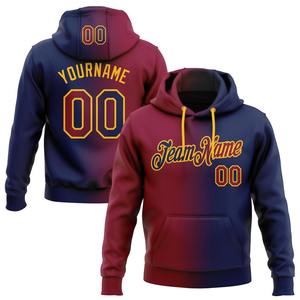 Custom Stitched Navy Maroon-Gold Gradient Moda Deportes Sudadera con capucha - Product Image 1