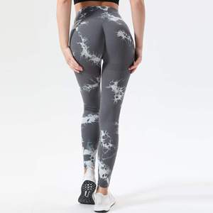 Hot Selling Women's High Waist Quick Drying Elastic Waist Sport Leggings-<b>Peach</b> Hip Seamless Yoga Pants with <b>Sexy</b> Tie-Dye Design - Product Image 3