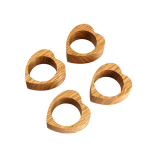 Juego de 6 servilleteros de madera para Decoración de mesa elegante, servilleteros de madera con forma de corazón modernos, perfectos para cenas y fiestas - Product Image 1