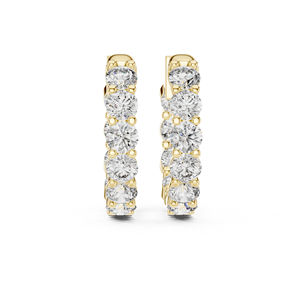 Pendientes Redondos de Diamantes en Oro Amarillo de 14K para Mujer, Joyería Nupcial de Lujo, Certificada, Regalo de Aniversario de Bodas, Joyería Elegante - Product Image 1
