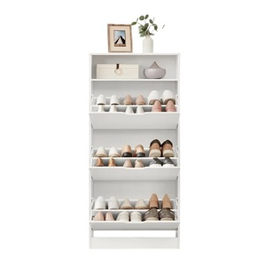 ตู้เก็บรองเท้าไม้ MDF สีขาวปรับแต่งได้พร้อม18คู่ลิ้นชัก3ชั้นสำหรับห้องนั่งเล่นห้องนอนบ้านสำนักงาน - Product Image 5