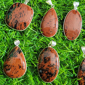 Cabujón de obsidiana de caoba de alta calidad, cabujón de piedras preciosas sueltas de obsidiana Natural, piedra preciosa de cristal suelta de obsidiana de caoba - Product Image 3