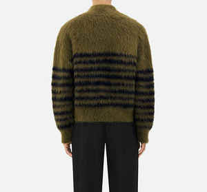 Logo personnalisé pour hommes hiver flou épais Mohair Pull respirant Jacquard tricots avec col rond Options OEM/ODM - Product Image 3