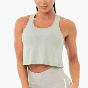 Camiseta sin mangas recortada personalizada para mujer, chaleco Formal transpirable ajustado de cintura alta con parte inferior corta elástica sin mangas, estilo informal - Product Image 5