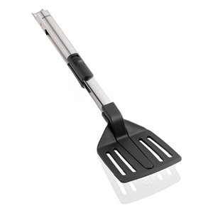 Pinces de cuisine 2-en-1 en acier inoxydable noir et chromé, durables et compatibles lave-vaisselle, ustensiles de cuisine et barbecue - Product Image 2