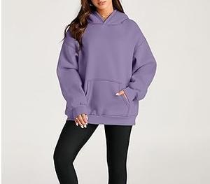 เสื้อสเวตเตอร์มีฮู้ดแบบสวมหัวของผู้หญิงเสื้อสเวตเชิ้ตผ้าฟลีซผสมคอตตอนพิมพ์โลโก้แบบเรียบ - Product Image 2