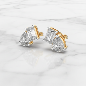 Boucles d'oreilles clous modernes classiques en moissanite style Toi et Moi, fiançailles, anniversaire, fête, boucles d'oreilles émeraude poire en argent sterling 925 - Product Image 6