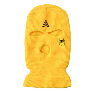 หมวกไหมพรมเต็มหน้า3รูสำหรับใส่เล่นสกีหน้ากากไหมพรมหมวกหน้ากากสกีถักแบบถักโลโก้ออกแบบได้ตามต้องการ - Product Image 4