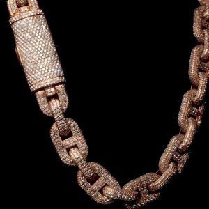 Moissanite Cuban Link <b>Chain</b> Gift for Men's 15mm Round Cut <b>Iced</b> <b>Out</b> Hip Hop Style Rhodium Plated Wedding 925 Sterling Silver - Product Image 4
