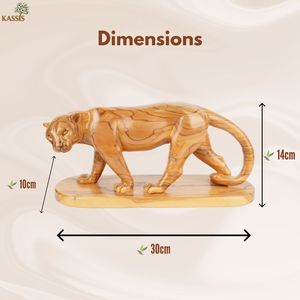 Escultura de Puma Tallada a Mano en Madera de Olivo, 30 cm, Figura de Pantera de Madera Hecha a Mano en Belén - Product Image 4