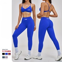 Set Olahraga Gaya Eropa dan Amerika untuk Wanita, Desain Punggung Stylish, Pakaian Yoga Lembut, Outfit Fitness, Lari, Workout, Gym