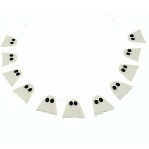 Guirnalda de fieltro hecha a mano, guirnalda de lana artesanal, guirnalda de fantasmas blancos, guirnalda de fieltro para Halloween, hecha a mano. - Product Image 3