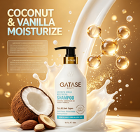 GATASE Shampooing Lotion Premium Bio Coco Vanille Anti-Frisottis Sans Silicone Éclaircissant Hydratant Lissant Quotidien pour Cheveux Abîmés