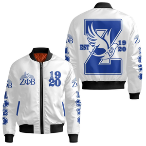 Veste en satin bleu et blanc Zeta Phi Beta pour femmes, vêtements grecs de sororité, ZPB 1920, broderie de bouclier, vêtements de sport de qualité supérieure - Product Image 3