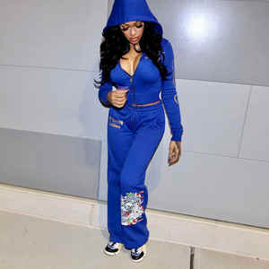 2025 ensemble de 2 pièces d'entraînement personnalisé pour femmes pulls de survêtement en coton biologique avec sweat à capuche surdimensionné haut court printemps ensemble de sweat-shirt de gymnastique - Product Image 6