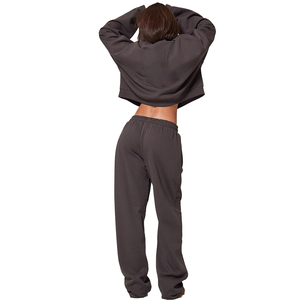 Titlists Blanc Femmes Costume Empilé Streetwear Survêtement Survêtement Deux Pièces Jogger Flare Pantalon Ensembles Baggy Survêtement Ensemble - Product Image 3