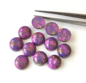 Venta al por mayor exclusiva púrpura cobre turquesa 3mm-40mm Natural parte posterior plana cabujón redondo piedras preciosas sueltas fabricación de joyas - Product Image 2