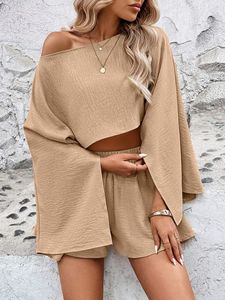 Mulheres 2025 Verão Resort Desgaste Estilo Europeu de Manga Longa Top Designer Shorts <span class=keywords><strong>Casual</strong></span> Férias Coleção Outfit De Duas Peças - Product Image 4